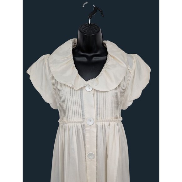 Ryu Babydoll Dress Women Size M 100% Silk Button Up Whimsical Cottagecore Fairy - Picture 7 of 13